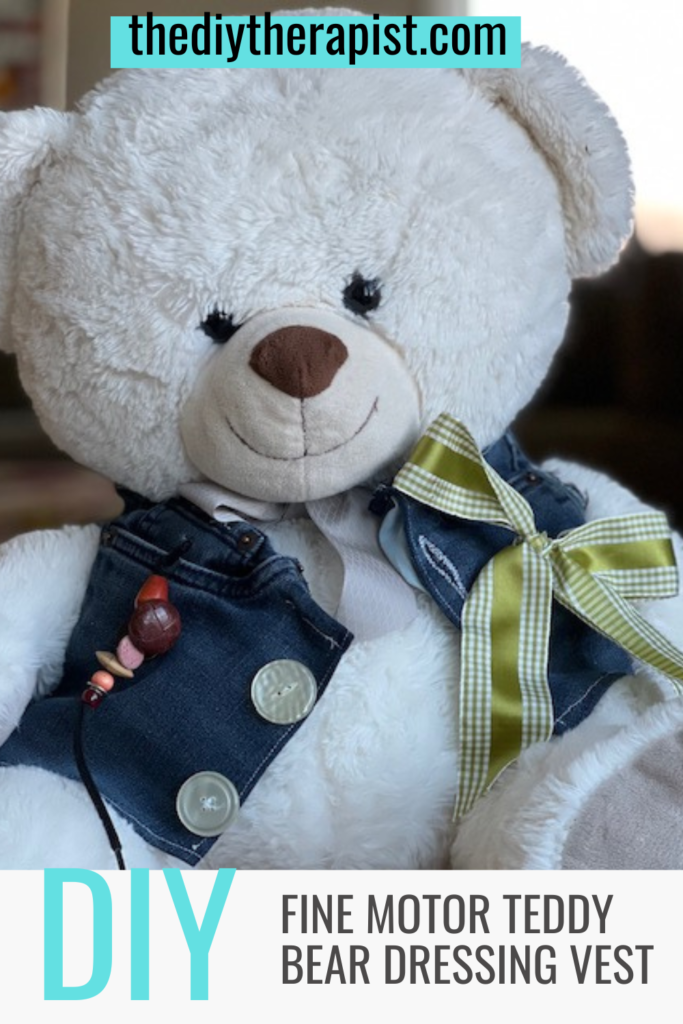 fine motor teddy bear dressing vest