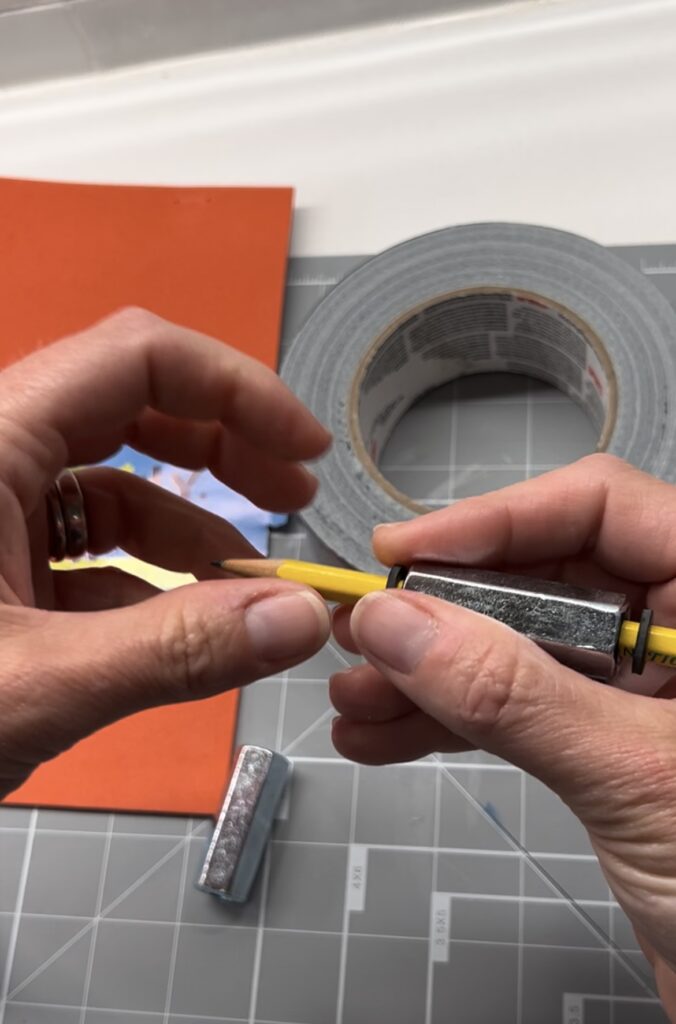 Adding a soft foam grip to a weighted pencil for sensory-friendly handwriting support.