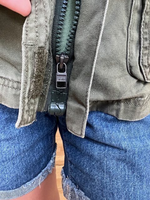 Finished DIY adaptive magnetic zipper for ease and independence in zipping.