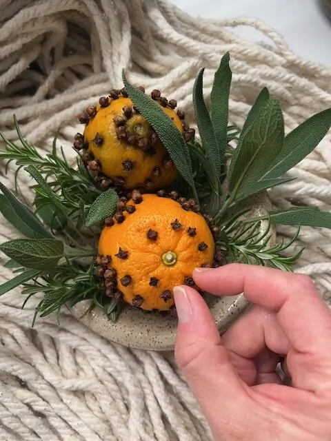 orange and clove pomanders fine motor holiday project