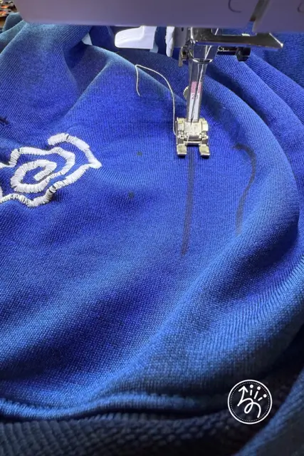 DIY sensory fidget hoodie, step #2 in step-by-step tutorial (sewing)